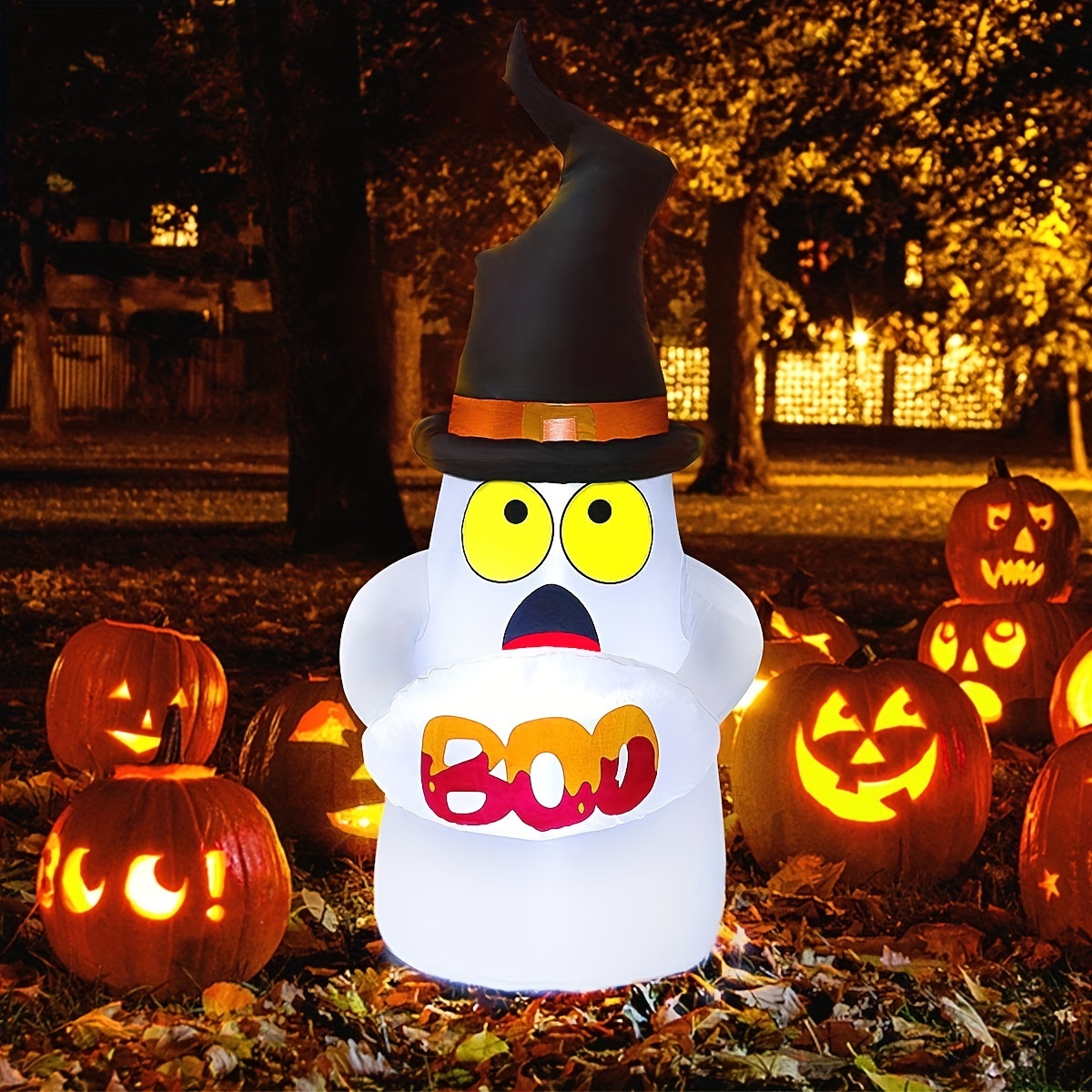 

5ft Inflatable Boo Blow Up Outdoor Decorations Built-in Led Lights With , Stakes, For Outdoor, Yard Decorations, Lawn, Party