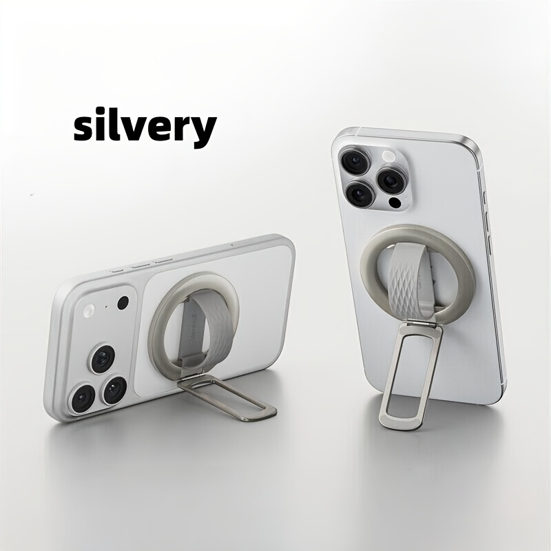 TEMU 180° Rotatable Magnetic Phone Ring Stand, Made Of Aluminum Alloy, Adjustable Multi-angle Magnetic Phone Holder, Suitable For Video Watching, Car