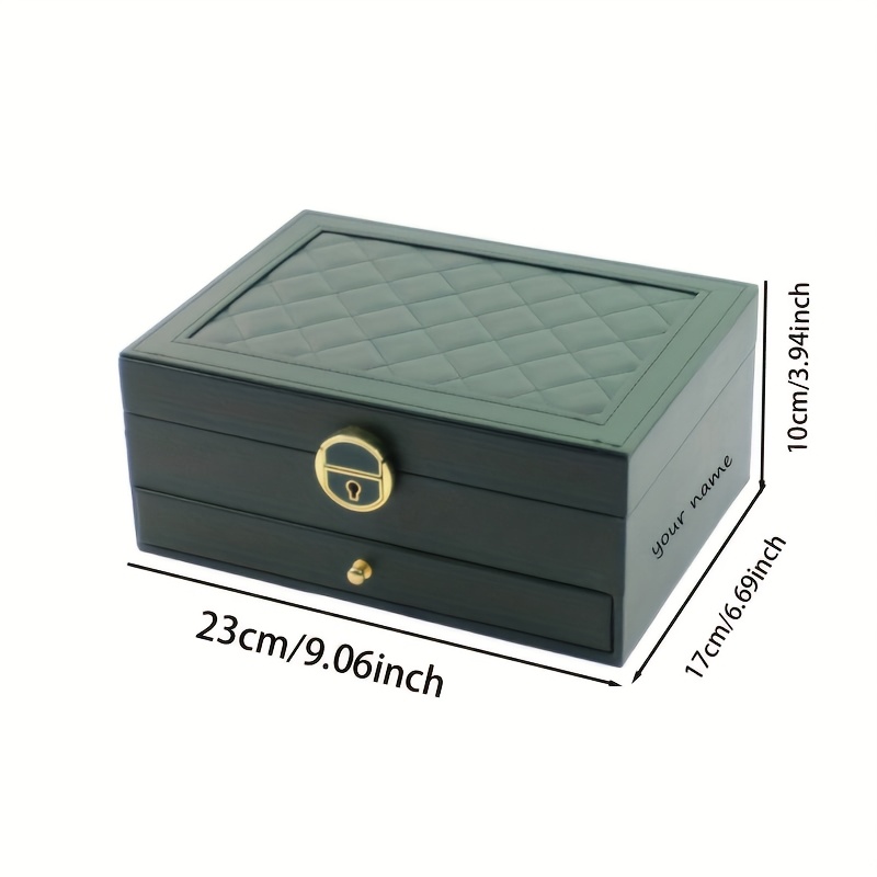 Double-Layer Faux Leather Jewelry Box with Lock and Key