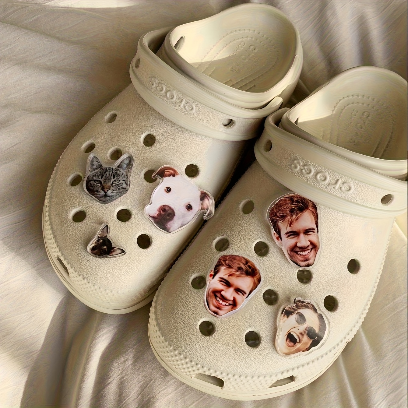 Image of 1pc Custom Acrylic Shoe Ornament - Personalized Photo And Logo Decoration For Clogs, Flip-flops, And - Unique Birthday Gift, Graduation Present
