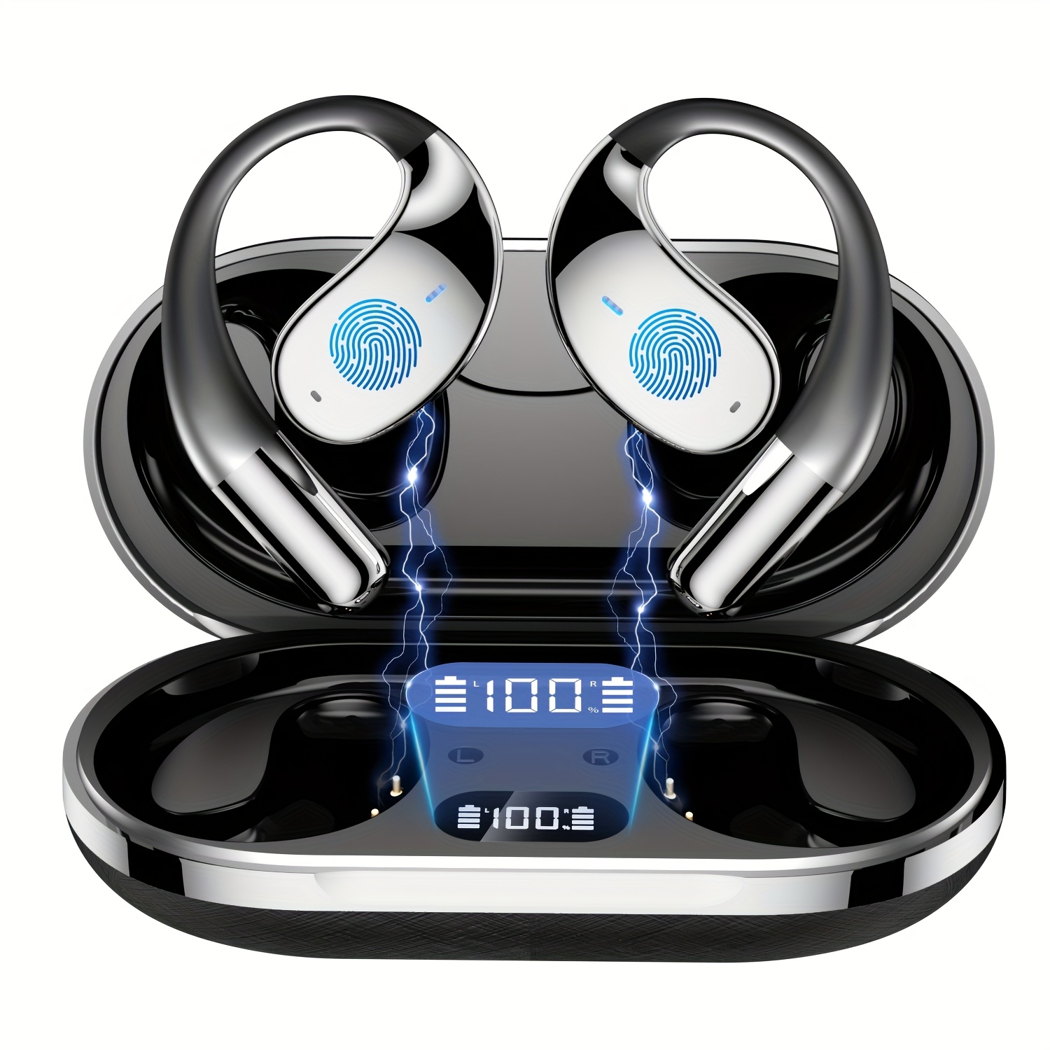 TEMU Menzluio Wireless Earbuds, Bone Conduction Earbuds Wireless Connection 5.4 Stereo Bass 40h Earbuds Cancelling Noise Microphone Talking Earbuds