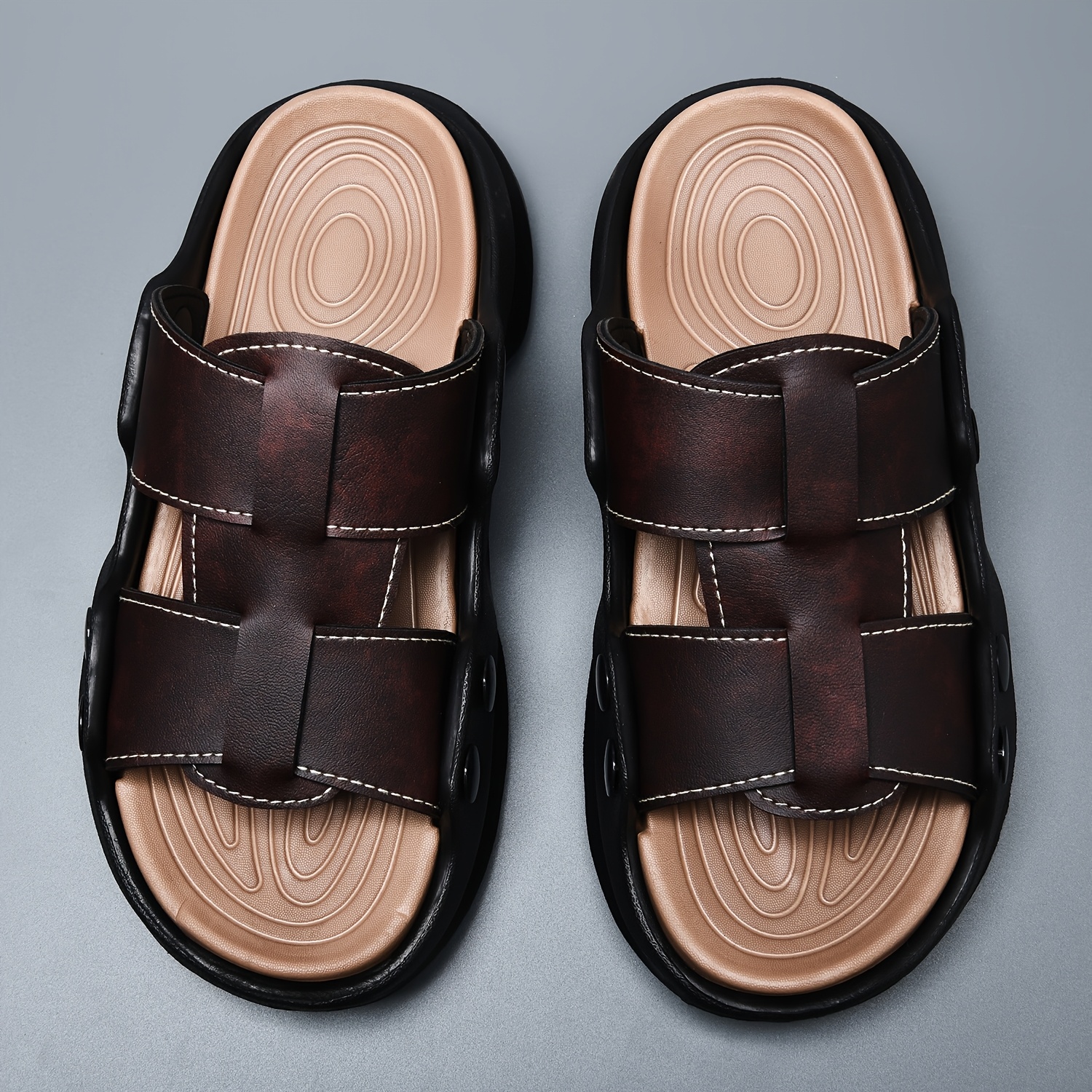 mens black eva slide sandals thick sole non slip comfortable summer   for casual outdoor wear summer sandals Product details 2
