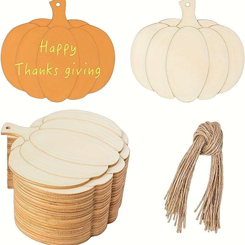 

Pumpkin Shaped Wood Slices For Crafting - 10 Pack Plywood Blank Hanging Tags With Twine For Art, Diy Thanksgiving Halloween Decor, Christmas Wedding Birthday Party Ornaments