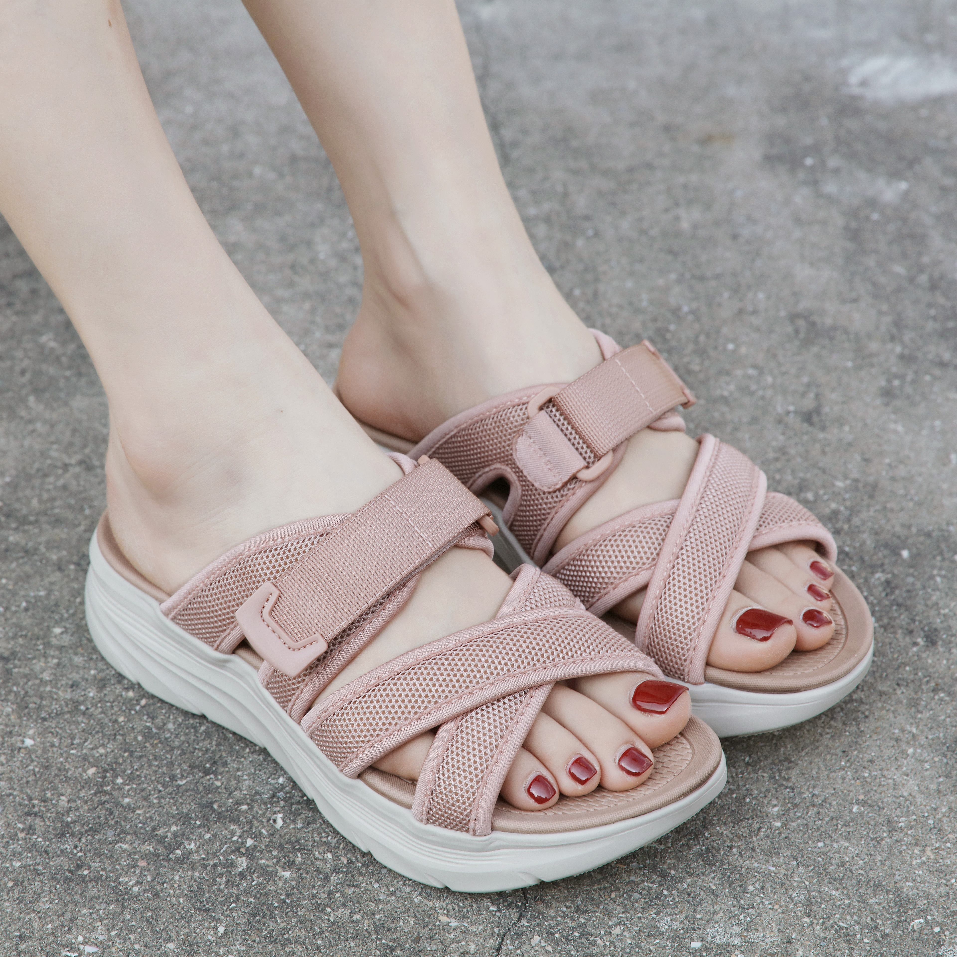 womens summer beach slides casual open toe platform sandals with   ankle strap and comfortable eva insole   vacation and outdoor activities beach footwear platform heel sandals fabric upper sandals beach accessorie Product details 1