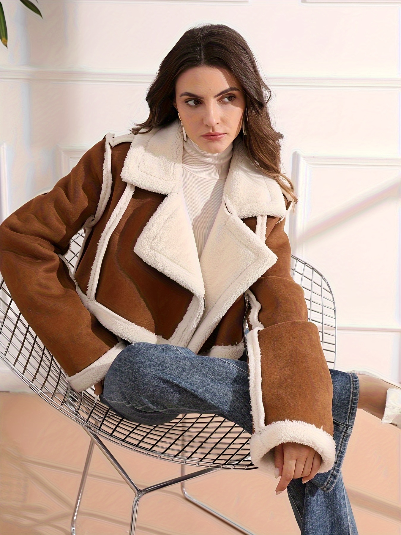 chaqueta capucha otoño invierno súper peluda piel Temu Uruguay