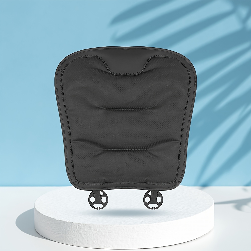 1pc Qz-world Premium Pu Leather Car Seat Cushion - Breathable & Soft, , Front & Rear Single Piece, Elegant Black With Textured Pattern, Comfortable , Car Seat Covers