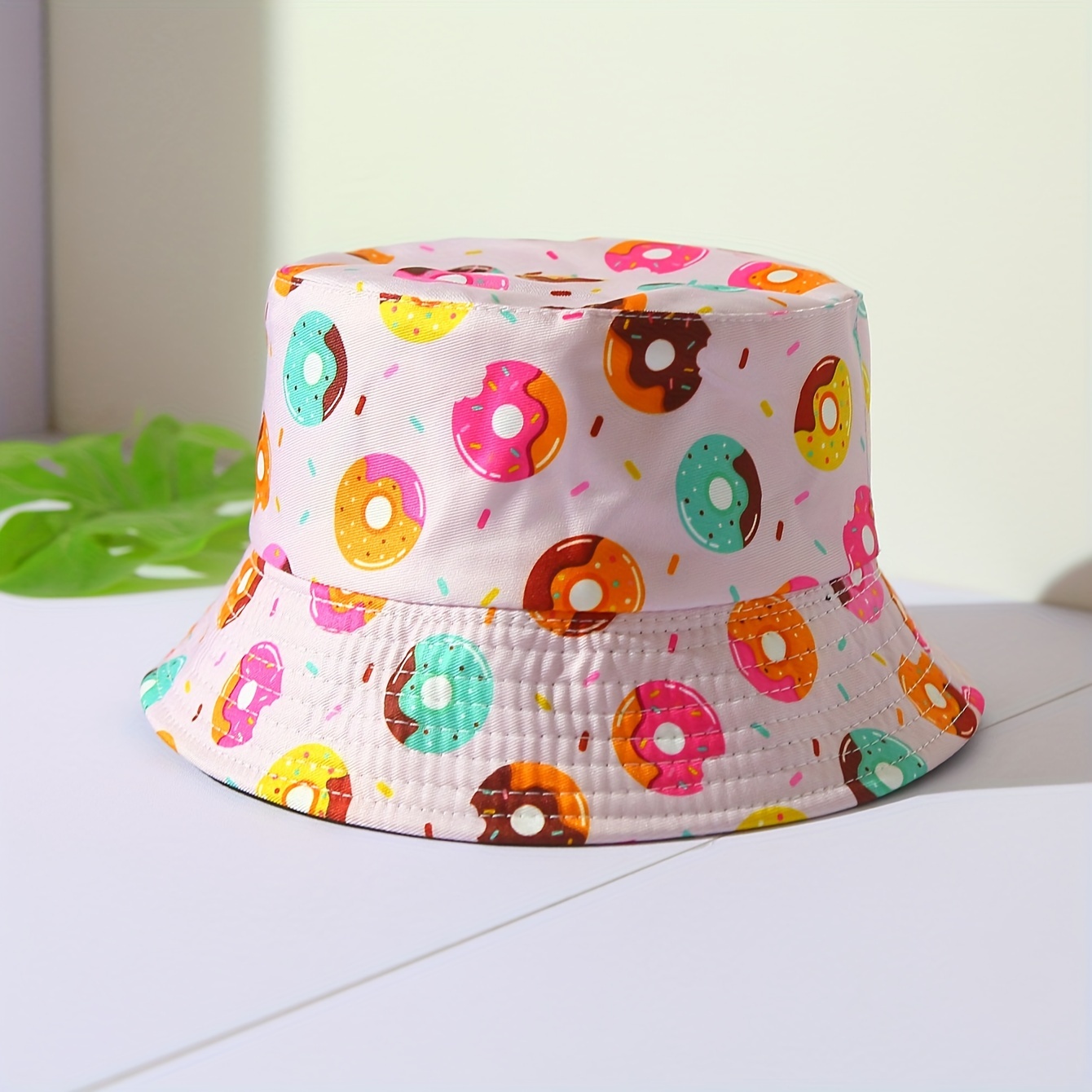 

1pc Colorful Double-sided Print Donut Bucket Hats For Couples, Kids, And Adults In Spring And Summer Seasons. Versatile And Stylish Hats For Fashionable And Comfortable Wear.