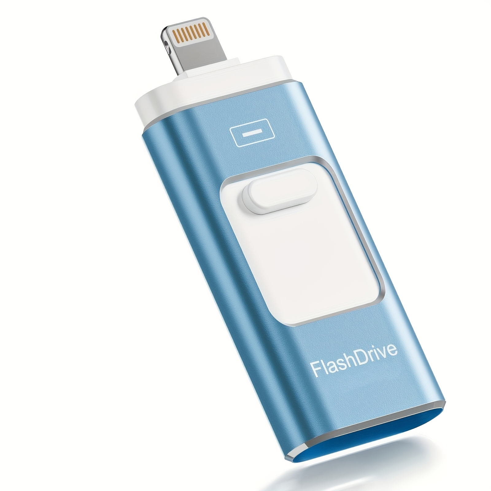 TEMU Clé USB pour iPhone, Clé USB MFi Lightning, Clé USB 3-en-1 pour iPhone/iPad//PC, USB 3.0 Haute Vitesse pour Transférer Photos et Vidéos, Bleu