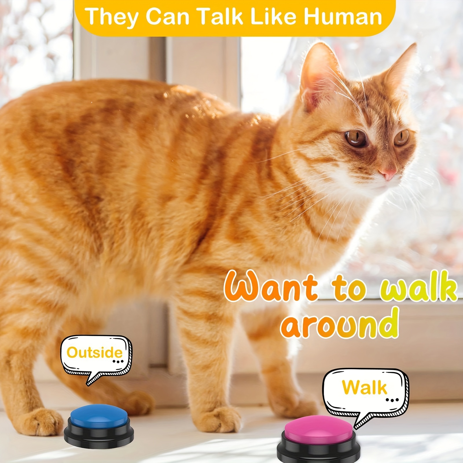 

Pet Communication Button, Recordable Talking Training Buzzer, Dog Interaction Toy, Voice Recording Cat , Durable Plastic Material For Pet Learning & Fun