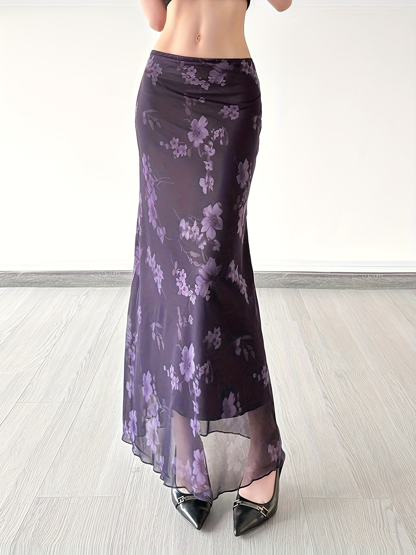 sassygals elegant french vintage floral print mesh overlay Temu