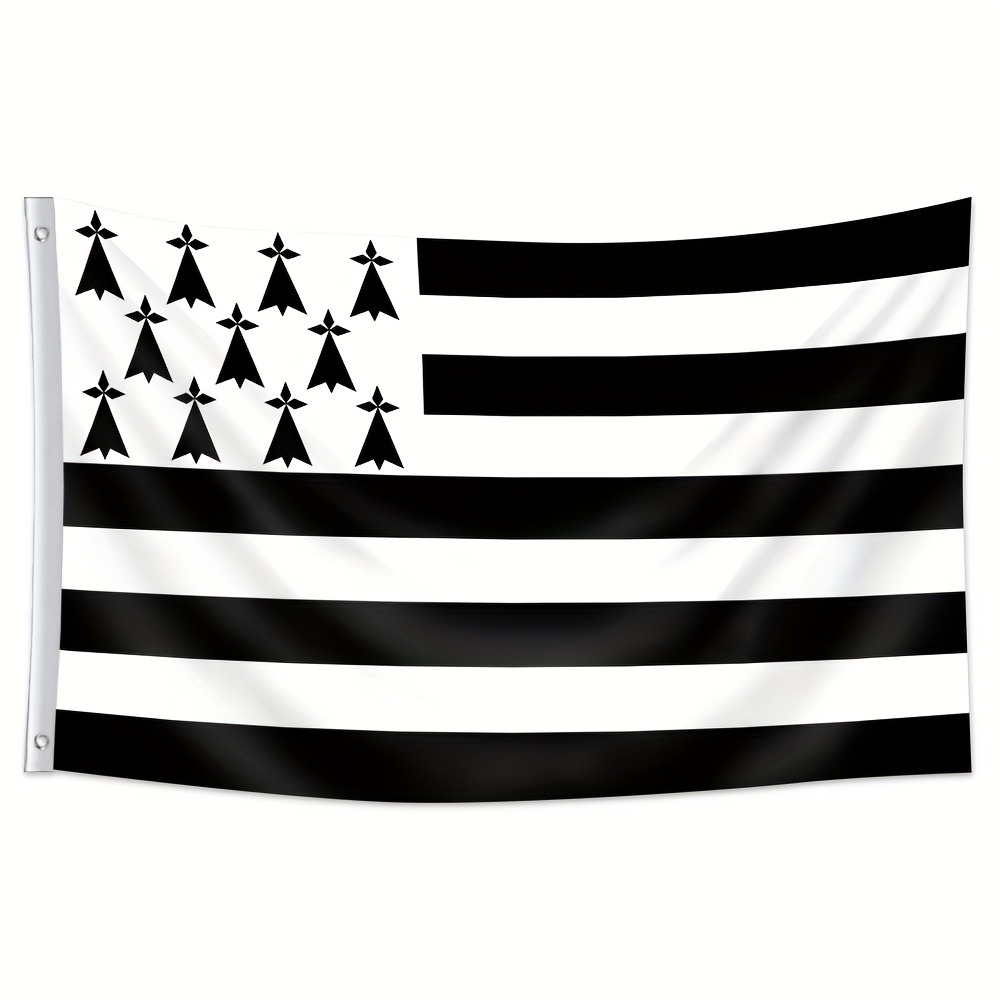 TEMU Drapeau breton - Bannière avec œillets en métal, motif , convient pour une utilisation intérieure et extérieure - Décoration de , mât non