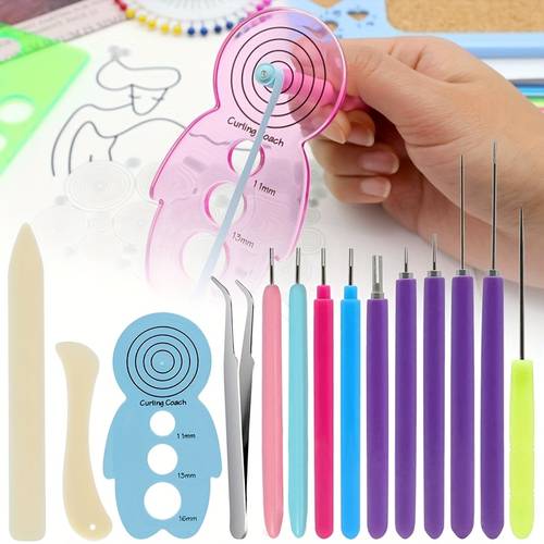 paper quilling tools s d kit 14pcs purple quilling pen suitable for diy card making projects of different sizes rolling multifunctional hand tool