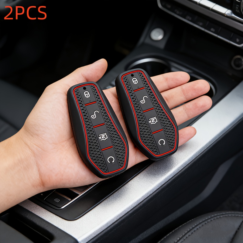 TEMU 2pcs Car Key Cover For Byd 3 Han Ev Dolphin Remote Control Case Auto Key Case Shell Additions