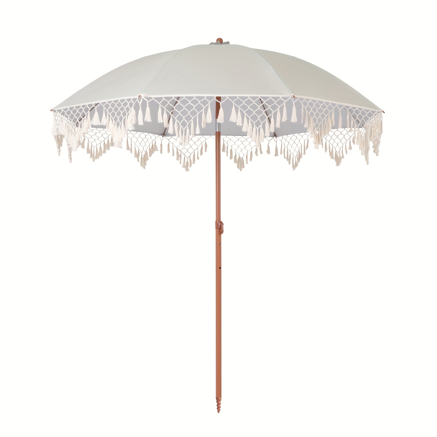 E-shop Bohemian-Stil 39" UV-Schutz Sonnenschirm mit 45° verstellbarem Neigungswinkel & windresistentem Design – Dreieckiger Quastenbesatz