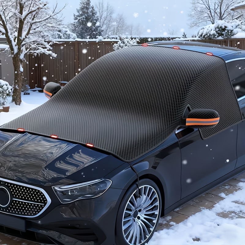 TEMU 1pc Magnetic Car Snow Shield - Portable Snow Cover With Magnetic Attachment, /remove, & Roof Protection For Winter, Fits Most Cars, & Snowproof