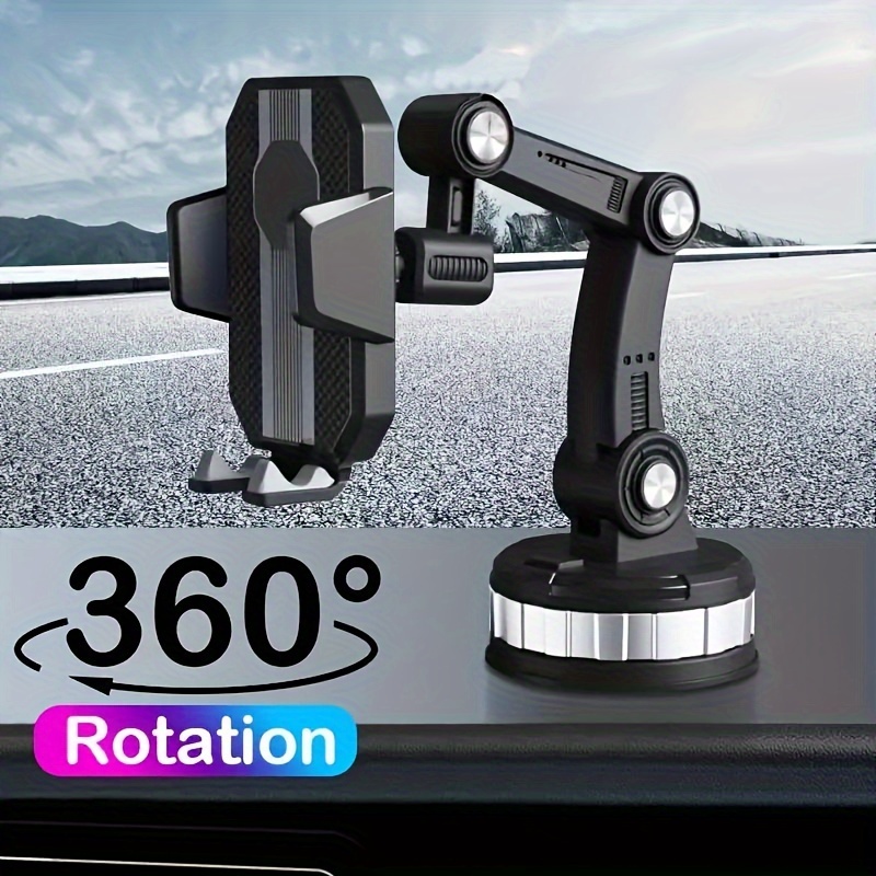 

360° Rotatable Car Phone Mount With Strong Washable Suction Cup, Multi-joint Adjustable Mechanical Arm, Durable Plastic, Secure Grip For Navigation And Recording