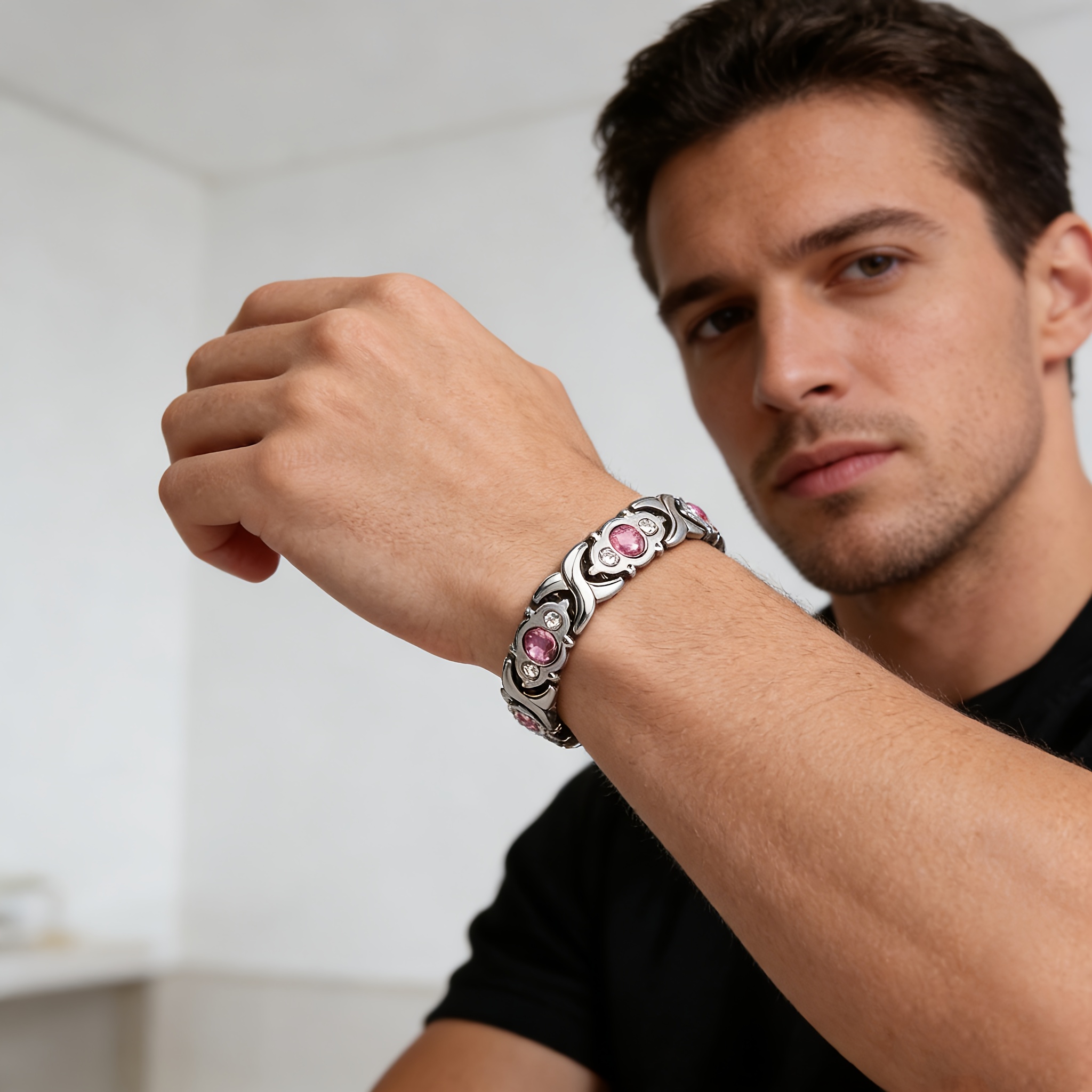 Men's Stylish X-Clasp Wide Bracelet Watch Strap