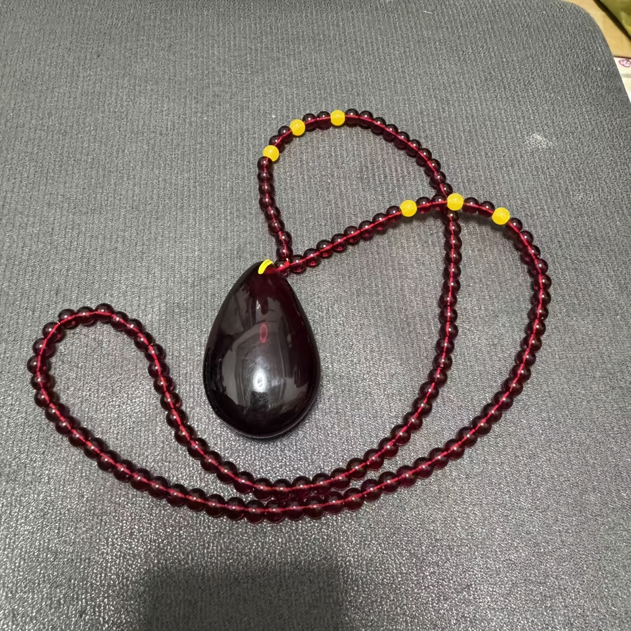 TEMU 1pc Amber Teardrop Pendant Necklace - - Natural Stone Jewelry, Glossy Surface, Unisex Necklace For Daily And Formal Wear - Valentine's Day,