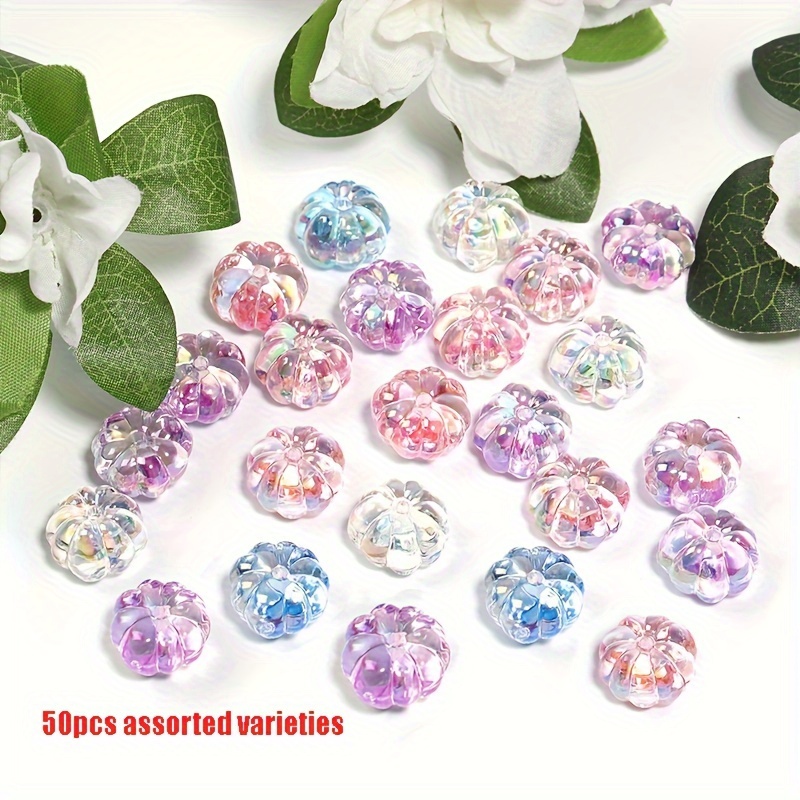 TEMU 50pcs Mixed 16mm High Penetration Transparent Pumpkin Beads Acrylic Lantern Beads Diy Beaded Pen Bag Chain Keychain Beads Loose Beads Accessories