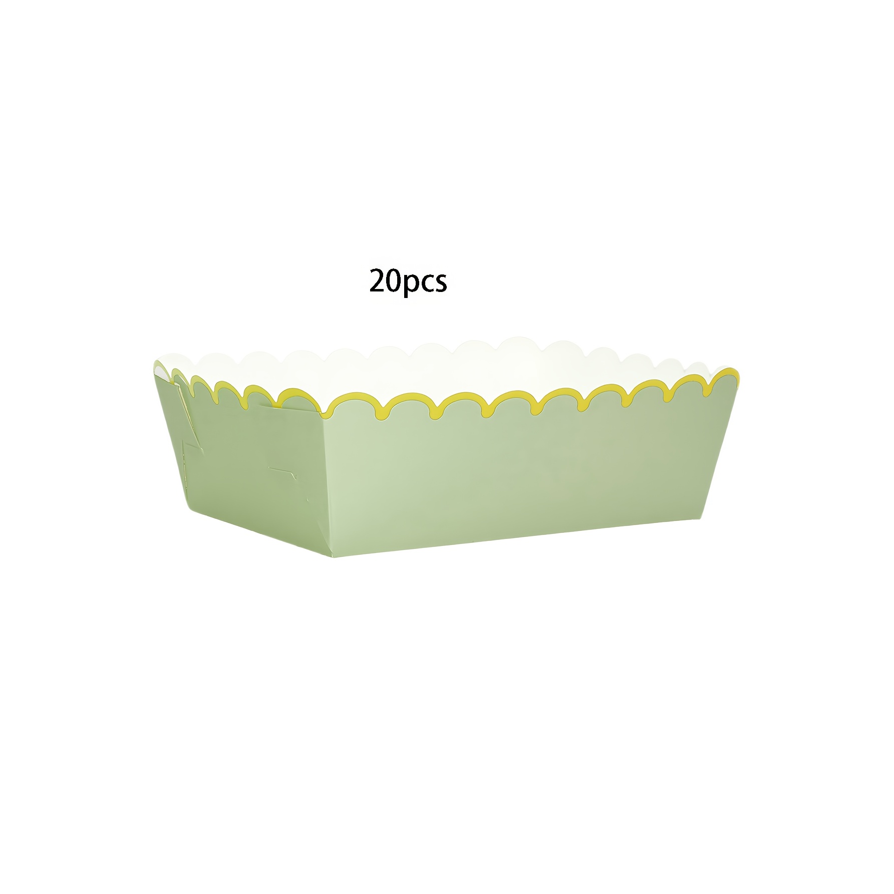 E-shop 10 Stück/20 Stück/50 Stück Salbeigrüne Essensschalen, grün-goldene gewellte Papier-Snack-Boote, Servierboote, -Popcorn-Teller für Party,