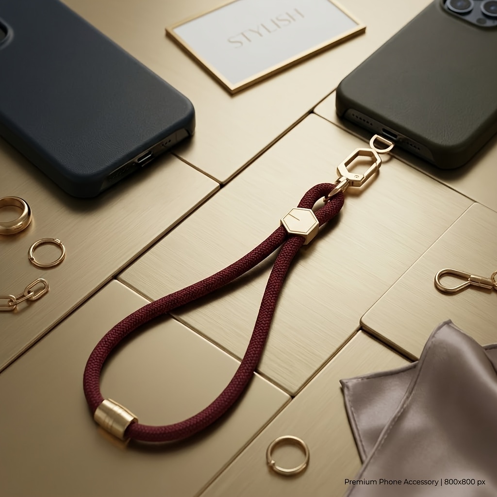 TEMU Hexagonal Metal Adjusting Buckle Advanced Fine Mobile Phone Rope Chain With Metal Buckle Gasket For Wrist Hanging Strong Anti-lost Hand Rope