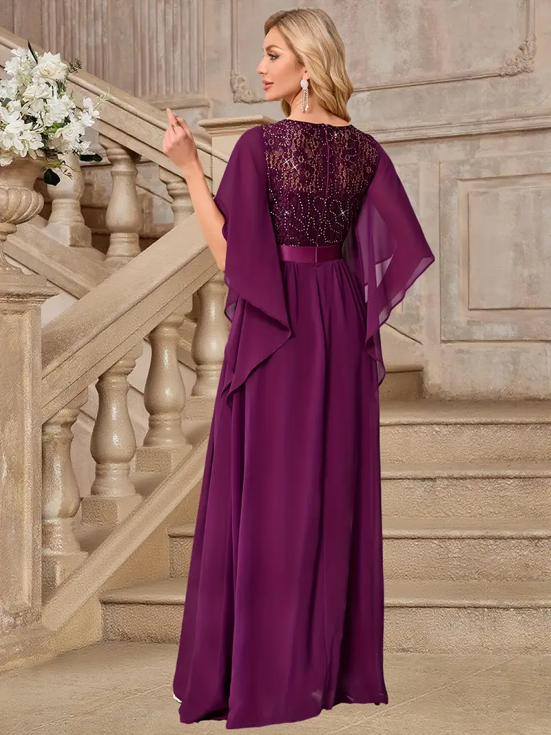 elegant chiffon dresses for wedding guests with sleeves Elegant A Line V Neck Long Sleeves Burgundy Chiffon Split Wedding Guest Dresses, Mother of Brides Dresses