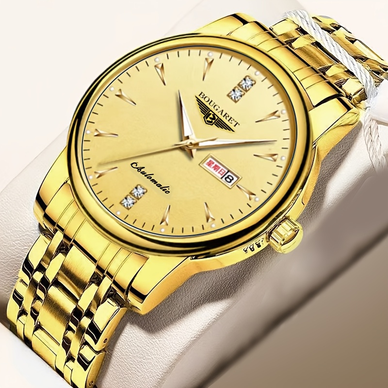 TEMU Montre Mécanique Dorée - Montre à Mouvement Entièrement Automatique 2026 pour Femmes et Hommes, Tendance, Mode, Facile, Montre d' Polyvalente,