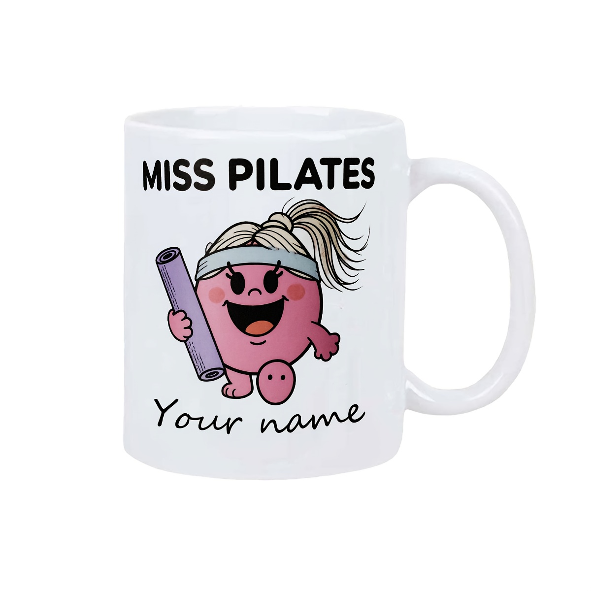 TEMU Pilates Mug With Name - Pilates Reformers & Pilates Equipment Design Ceramic Coffee Cup, 11oz (compatible For Pilates , Trainers, Fitness Lovers