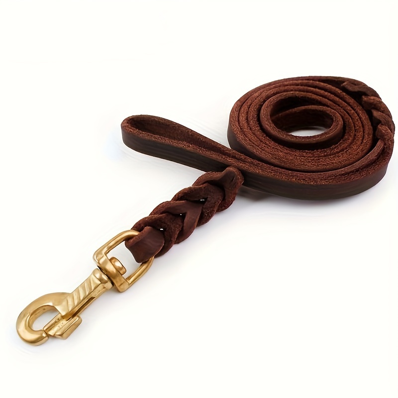 

Durable Dog Lead Rope, Adjustable Braided Leather Pet Leash For Outdoor Walking Dogs Accessories