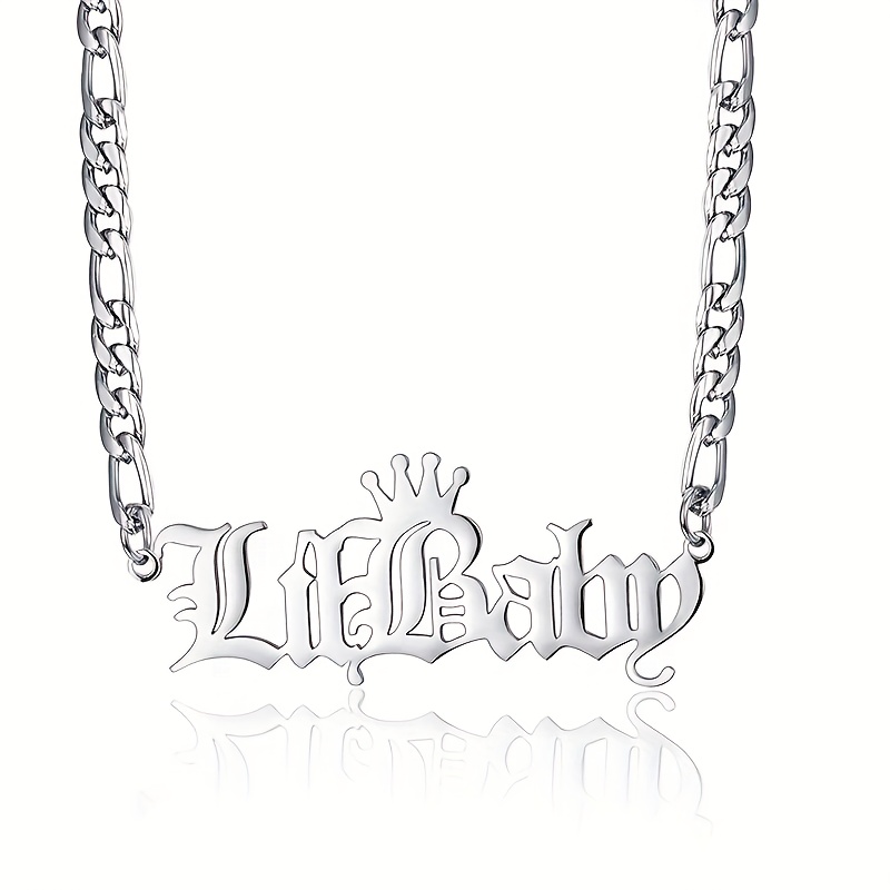 Custom Crown Name Necklace, 18K Gold Plated