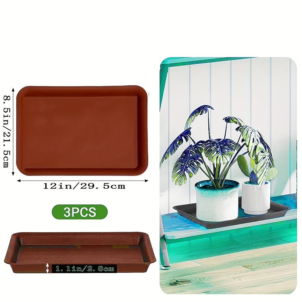 3pcs plant saucers rectangular 12x8 5x1 1inch heavy plastic - Temu Mexico