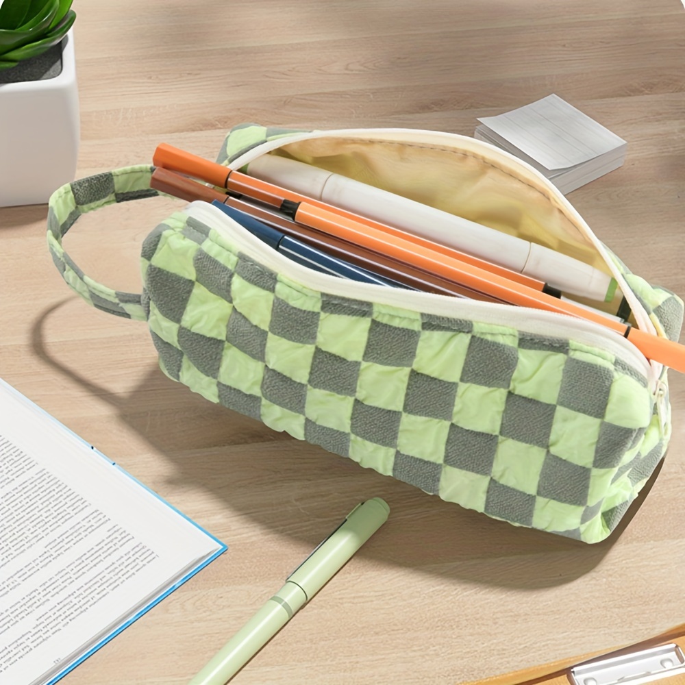 checkered pencil case sold on Temu United States