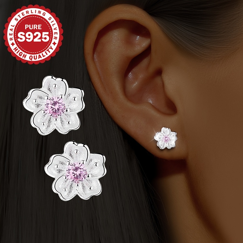 

1 Paire de Boucles d'Oreilles Élégantes de Luxe en Argent Sterling 925 avec et Zircones Synthétiques, Hypoallergéniques 1,82g, Parfaites pour un et Cadeau, Accessoire de Noël