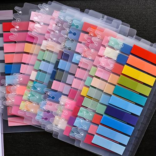 2400 sheets of 12 styles in one pack pet transparent sticky notes with colorful colors waterproof self translucent notebook book annotation use transparent stickers