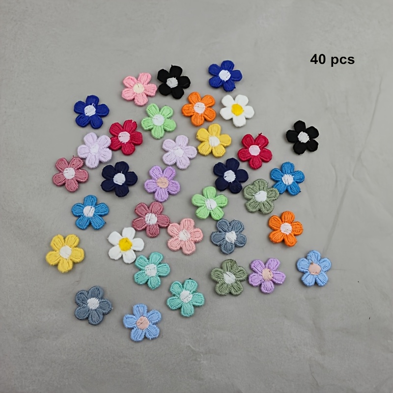 TEMU 40pcs/bag Random Mixed Colors 1.6cm Embroidery Small Flower Jewelry Additions Women's Hair Additions Headband Hair Clip Additions Cute Flowers