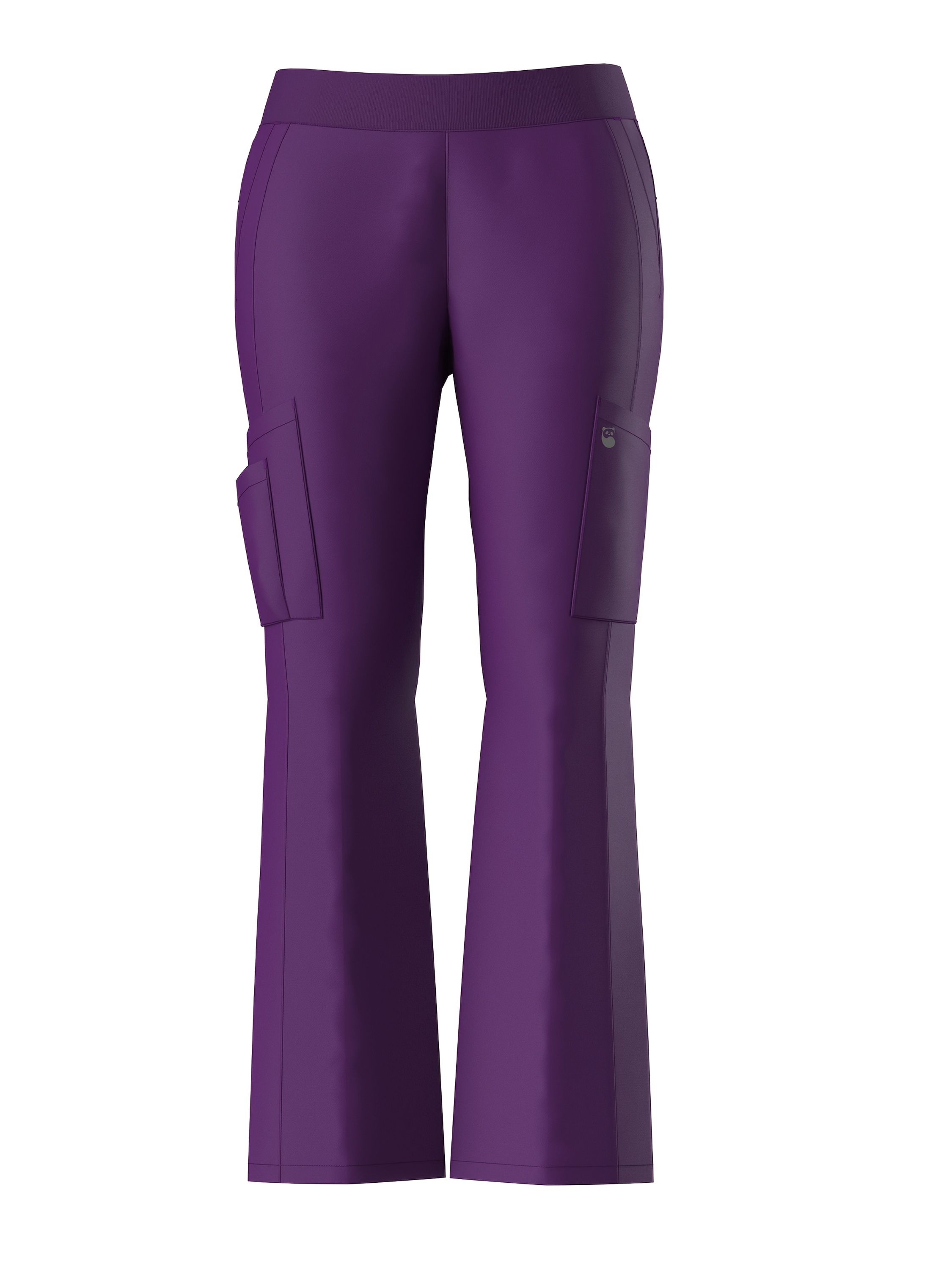 Women's Stretch Scrub Pants, Low Waist Solid Color Multi-Pocket Moisture-Wicking Flared Trousers, Work Pants for Beauty & Dental Use - 1-PSP747