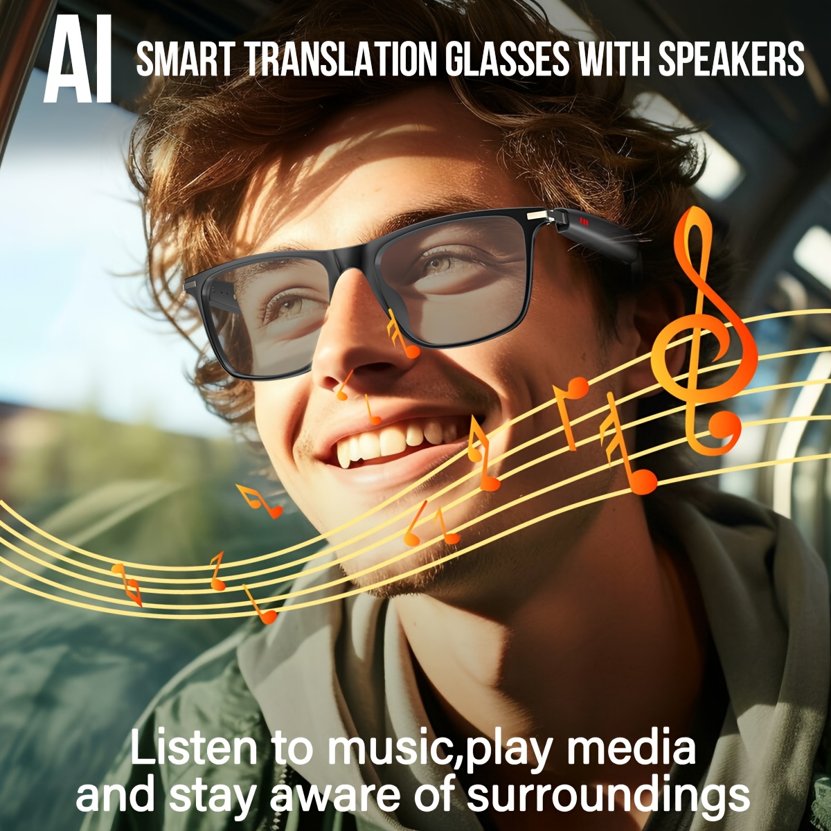 Slimme AI Fotochrome Bril, Ondersteunt Voice Assistant, Voice Recording/Vertaling/Draadloos Bellen, Nieuwe AI Fashion Slimme Bril, AI Dialogue/Lichtgewicht, Slimme Bril voor Mannen en Vrouwen, Kerstcadeau/Verjaardagsfeest/Holiday Cadeau