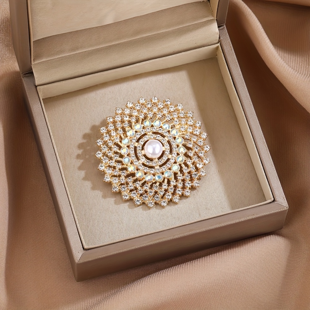 TEMU 1pc Of Fashionable Retro Pearl Inlaid Brooch Pin, Suit Decoration Alloy Material Brooch, Elegant Wedding, Daily, Versatile Wearing Trinket Pin