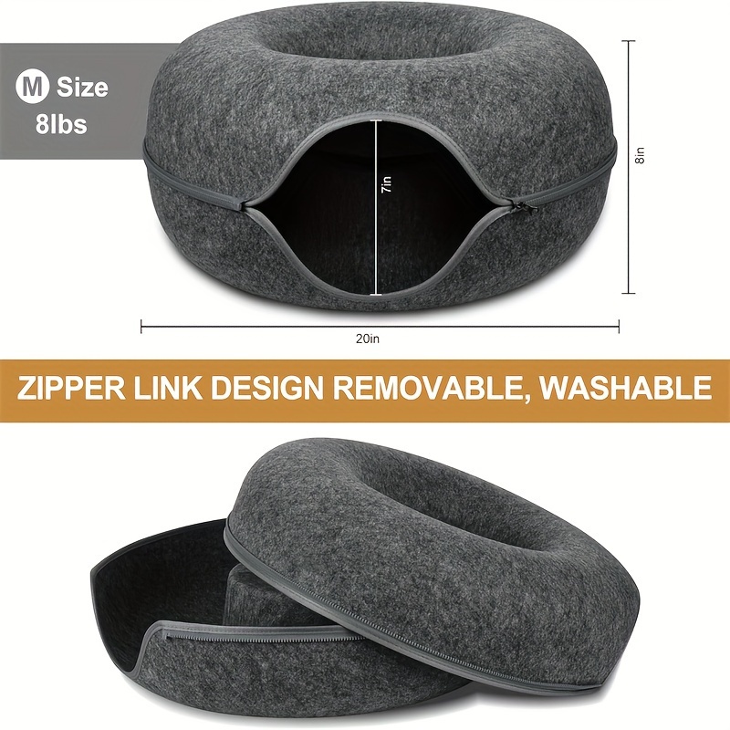 TEMU Cat Tunnel Bed, Cat Tunnel, Indoor Cat , Donut Cat Bed, All Season Litter And , (dark Gray, Light Gray, 20 Inch, 24 Inch)