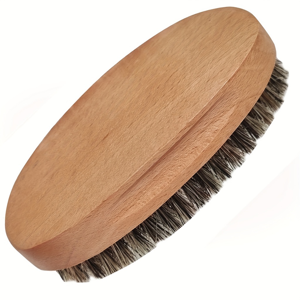 

1pc Hair Brush For Men With Natural Beech Wood And Bristle, Beard Brush, Hair Brush, Portable Hairdressing Comb