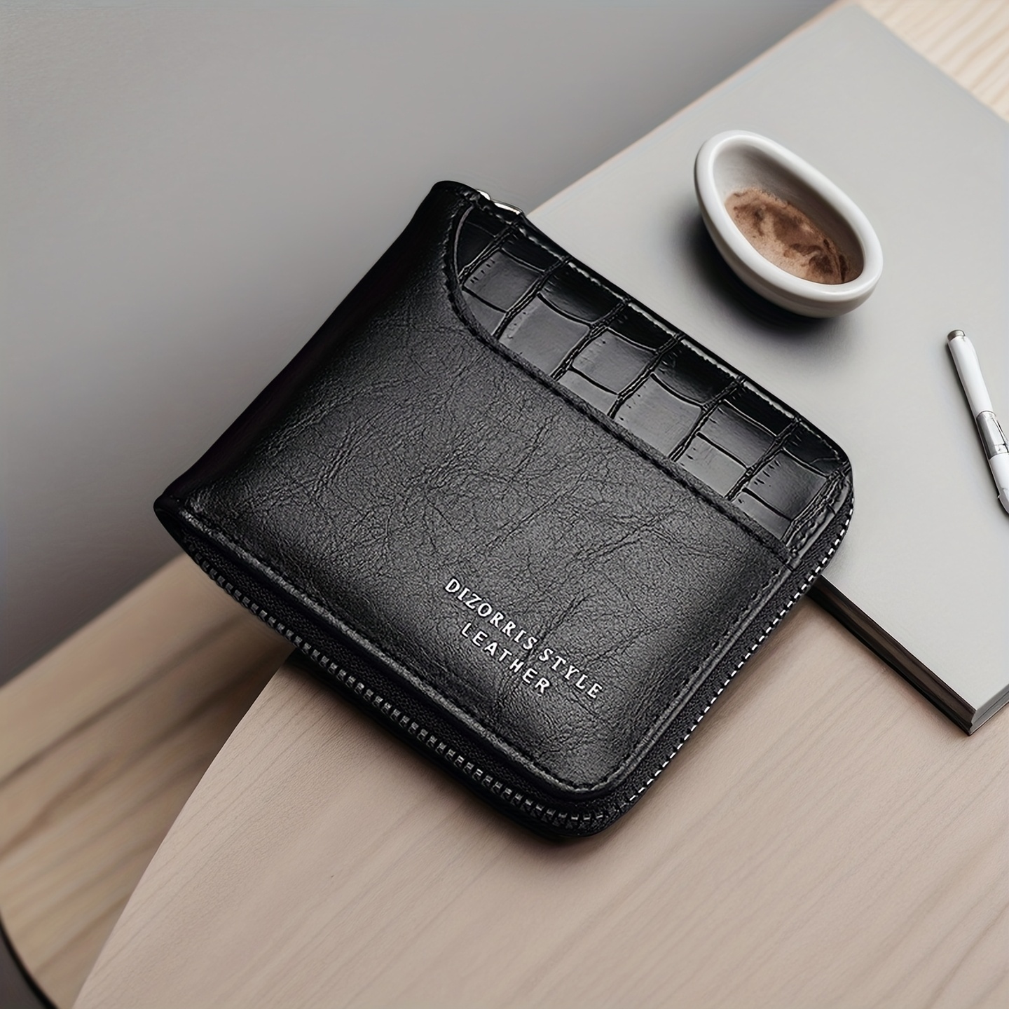 TEMU Retro Men's Wallet, With Multiple Card Compartments, A Zipper, And Crocodile Pattern. An Ideal Gift For Special Occasions Such As Couples,