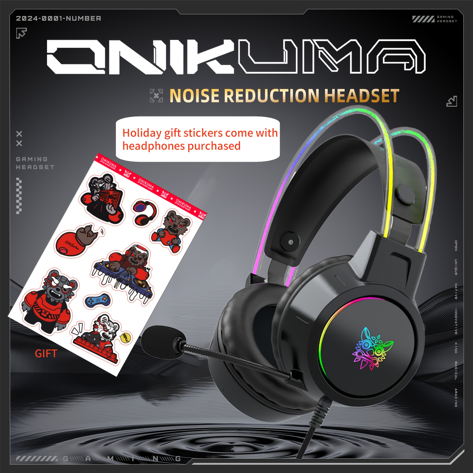 

Onikuma Rgb Gaming Headset With Mic - Lightweight, , 3.5mm Jack, Compatible With Ps4/ps5 & Phones, Onikuma, Gaming Headset, Microphone, Rgb,