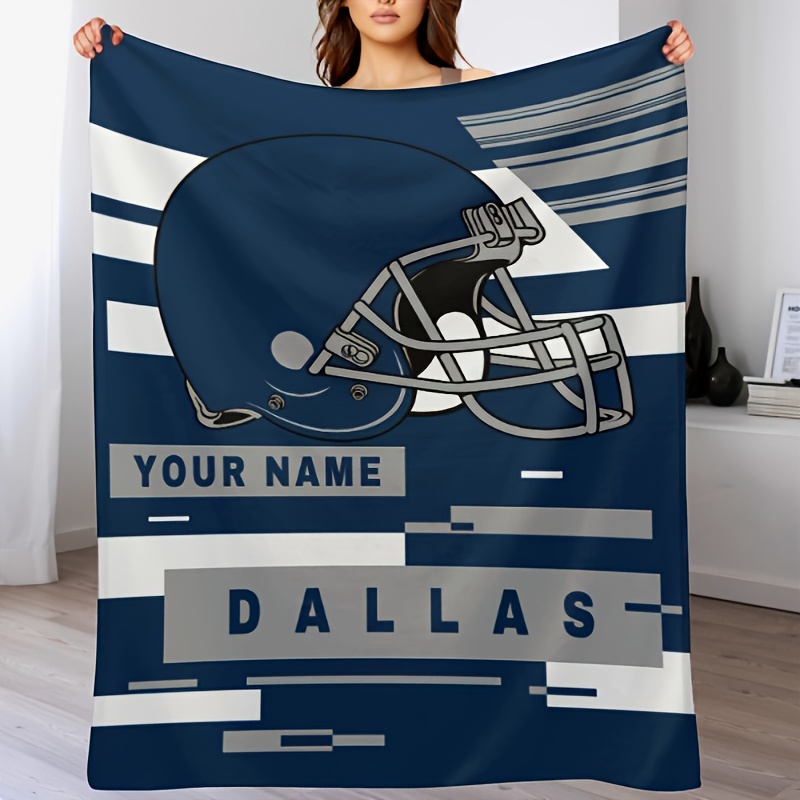 

Customizable Dallas Football Themed Fleece Throw Blanket - Personalized Name, Soft Cozy Polyester, Knitted Fabric For Couch, Bed, Ideal Gift For Sports Fans - Multiple Sizes