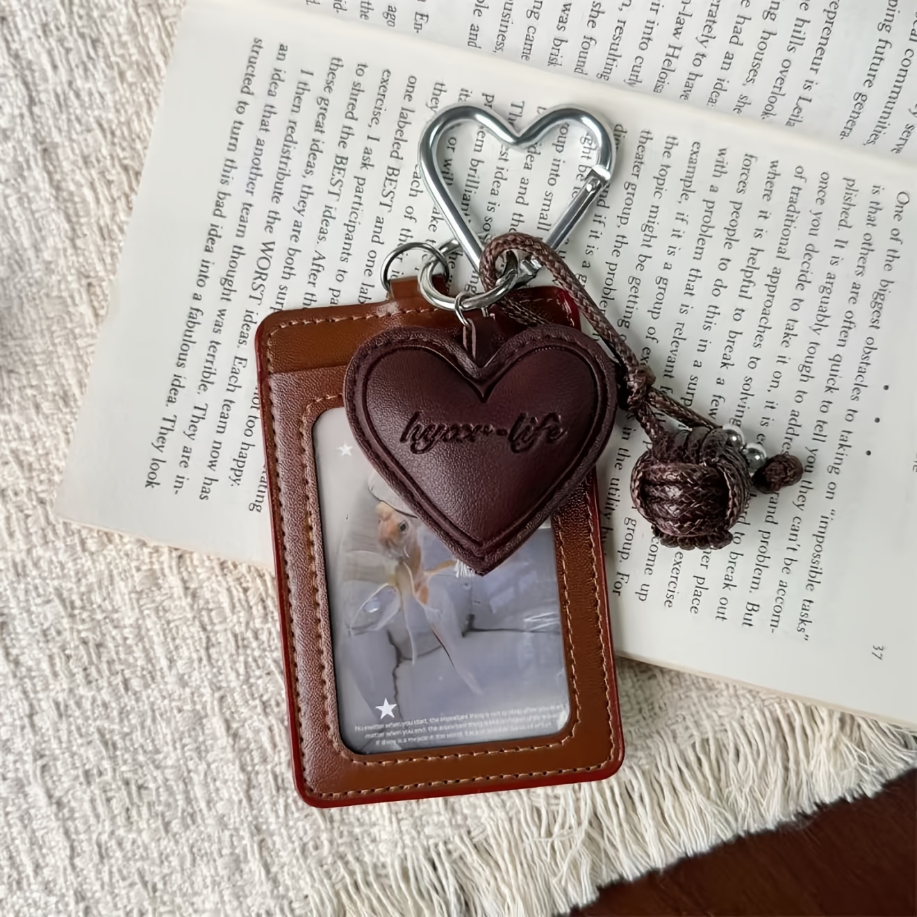 TEMU Sweet And Cool Korean-style Love Pendant 3-inch Slot For Id Card, Bus Ticket, Campus Small Card, Access