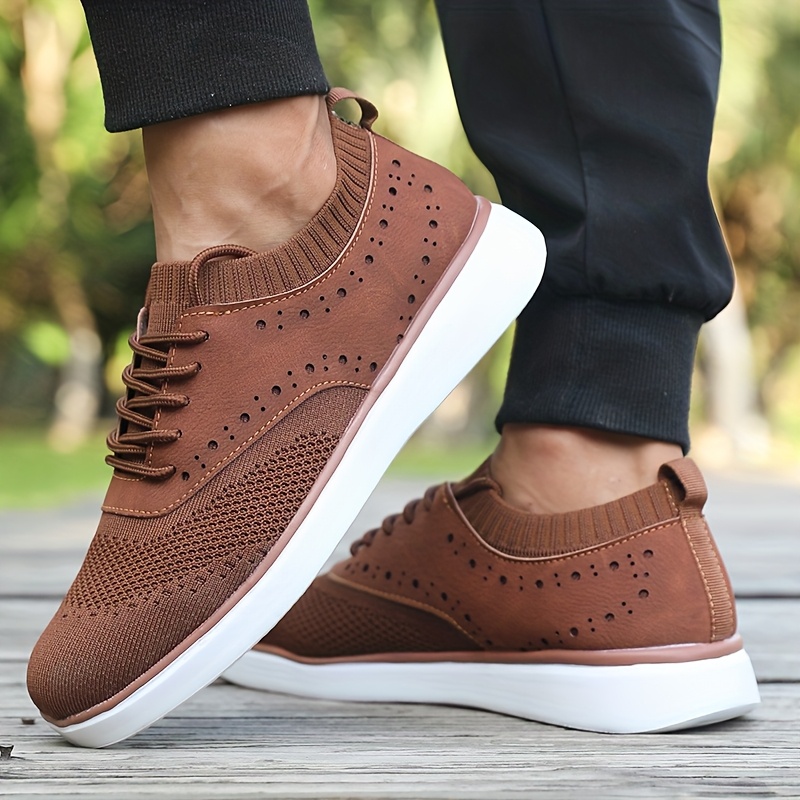 TEMU Men's Mesh Casual Sports Shoes, Lightweight And Fashionable Board Shoes, Low-top Lace-up Shoes, Daily Shopping And Commuting Shoes
