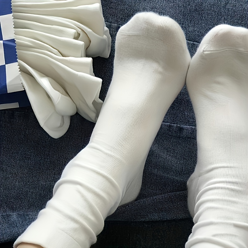 

10 Pairs Solid Mid Tube Socks, Simple Comfy & Breathable Socks, Women's Stockings & Hosiery