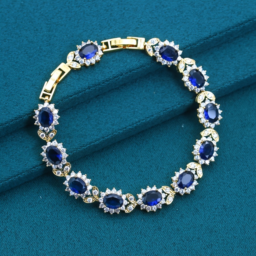 

Bracelet Élégant d'Inspiration Vintage avec Zirconia Bleu pour Femmes - Ajustable, pour & Cadeaux, Idéal pour la Saint-Valentin