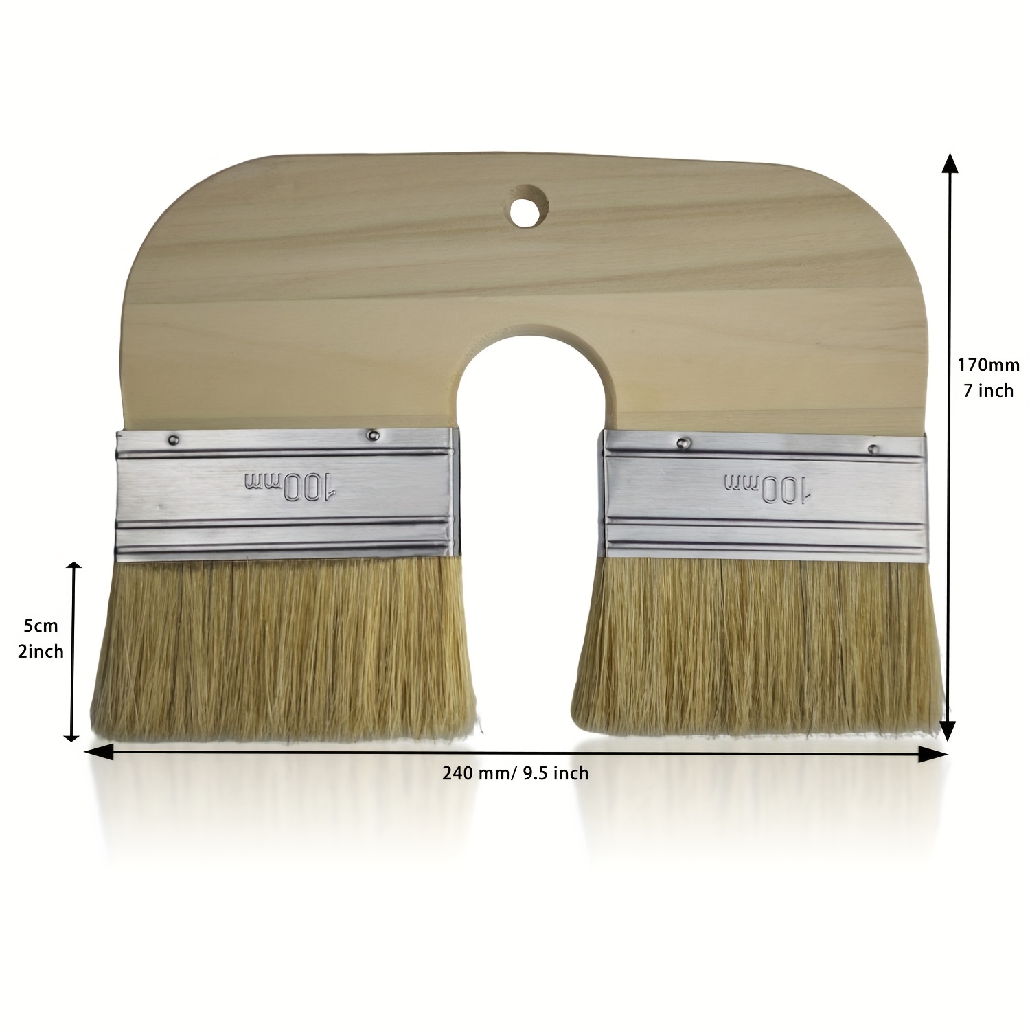 Image of High-quality U-shaped Bristle Brush 8-inch Double-headed 4-inch Brush Suitable For Art Paint Construction, , Non-shedding Paint Brush, Stainless Iron Material