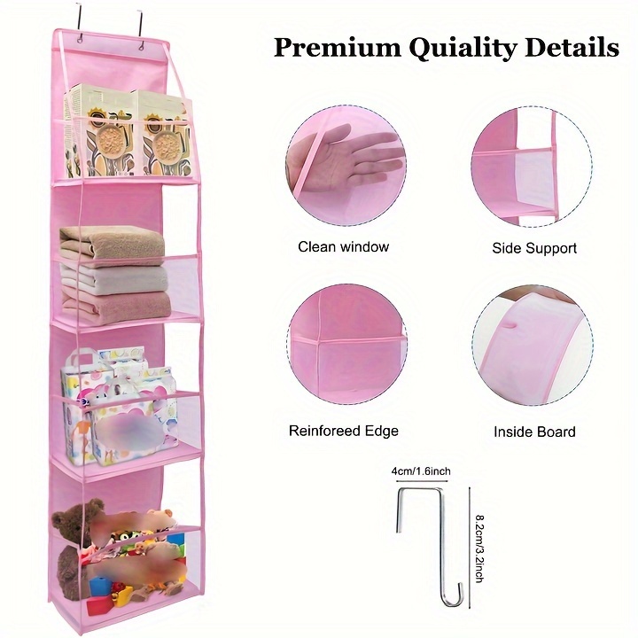 1pc 4 grid hanging storage bag behind the door multipurpose storage bag with thickened mesh design premium   bag details 3