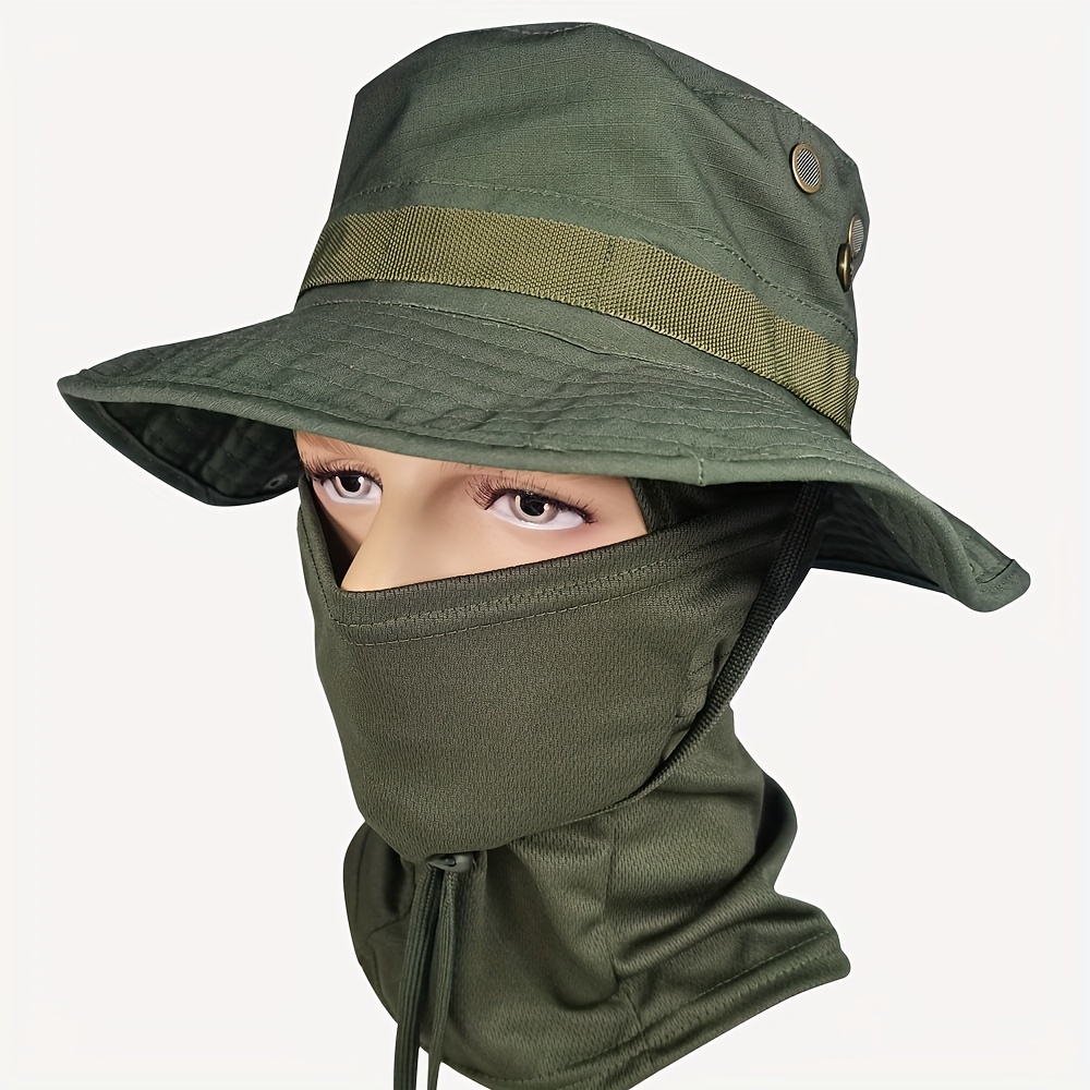 1 Set Camouflage Sunshade Fisherman Bucket Hat And Solid Color Mask For  Outdoor Mountaineering Fishing Camping, Don't Miss These Great Deals